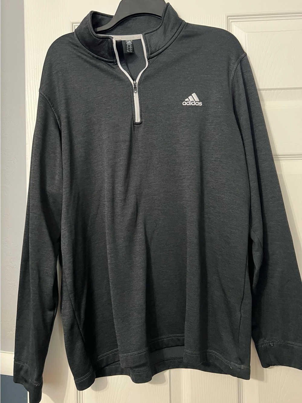 adidas Men’s Black Half-Zip Pullover with White Trim